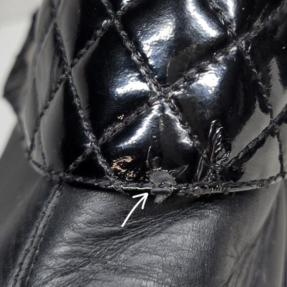 Crocs Cobbler Mules Womens 11 Black Quilted Patent Leather Platform Clogs Work - Picture 13 of 16